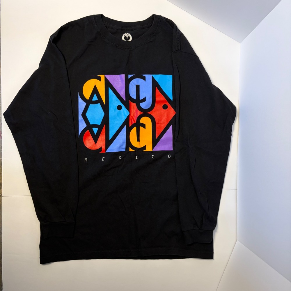 Tropical Relax Mexico Graphic Long Sleeve T-Shirt Black Mens Size Medium‎ Cotton